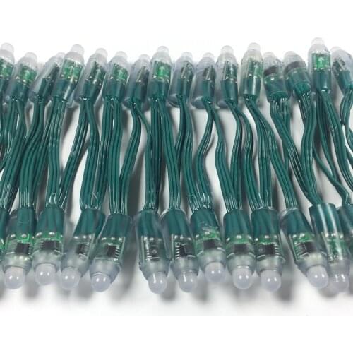 50pcs WS2811 IC RGB Led Module String DC5V DC12V 12mm Green wire Waterproof IP68 Digital Full Color LED Pixel Light