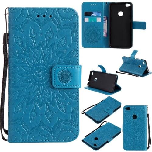 Sunflower Embossed Flip Case for fundas P8 Lite 2017 Case for Huawei P8 Lite 2017 Case 5.2 inch + Card Holder
