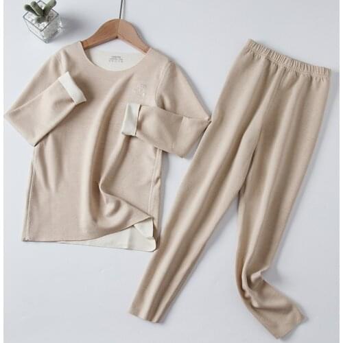 Children Long Johns for Boys Girls Winter Keep Warm Cotton Kids Pajamas Sets 2pcs Under Shirt + Long Pants House Wear 100-175cm