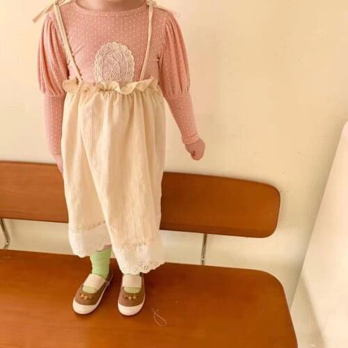 2021 Children Strappy Dress Spring New Sweet Frill Fashion Plain Girl Suspender Skirt