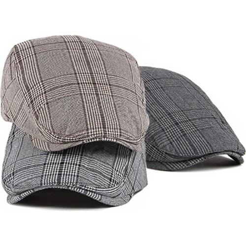 Men Seasons Plaid Retro Berets Hat Women Summer Visor Newsboy Detective Waiter Chef Restaurant Worker Painter Artist Gorra