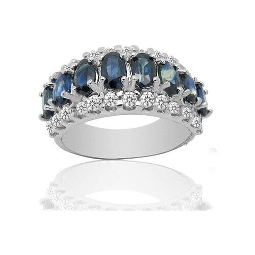 Classic 925 Silver Sapphire Ring 3mm*4mm Natural Chinese Sapphire Silver Ring Solid Silver Sapphire Jewelry Woman Gift