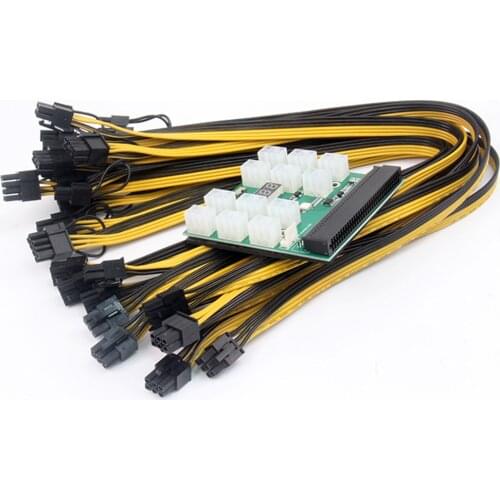 Breakout Board Adapter 12pcs 6P Male to (6+2)8P Male Power Cable 12V PCI-E Power Supply Circuitboard For HP GPU Mining Ethereum