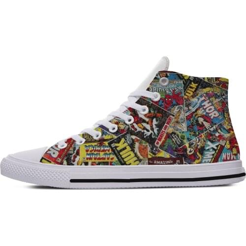 Vintage Comic Book Heroes 3D Print Novelty Design Lightweight High Top Canvas Shoes Men Women Casual Breathable Sneakers