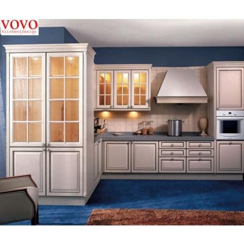 Frosted glass kitchen cabinet