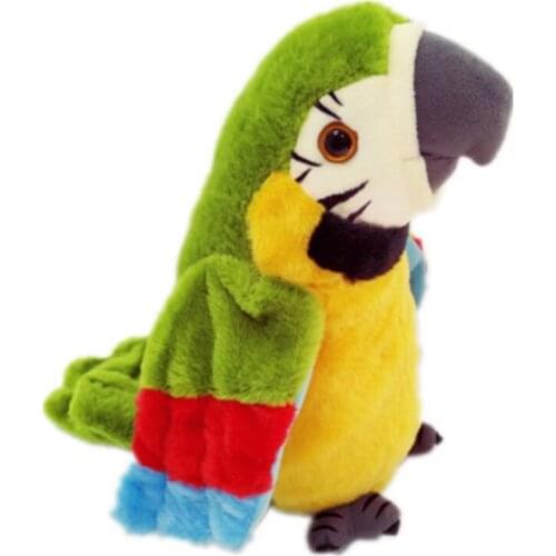 120 Songs Learn To Talk Parrot Fan Swinging Wing Plush Toys, Children Electric Recording Parrot Doll Toy for education