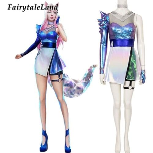 League of Legends KDA 2020 S10 Finals Ahri Cosplay Costume LOL K/DA All Out Uniform Carnival Halloween Women Dress