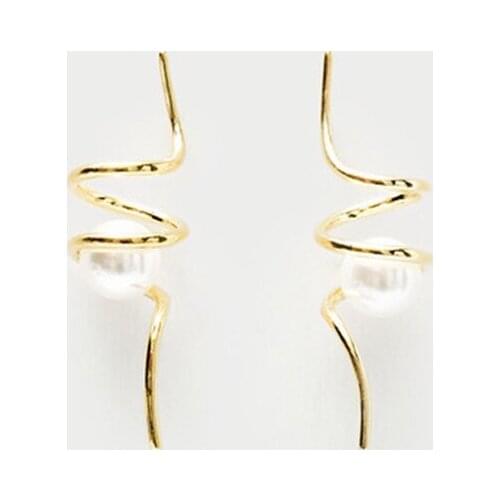 LONDANY minimalist jewelry simple design spiral pearl earrings