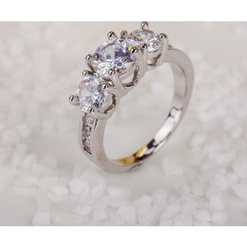 Fashion Zircon Ring for Womens Copper Silver Colour Glitter Rhinestone Engagement Wedding Ring Kpop 2020 New Jewelry Wholesale