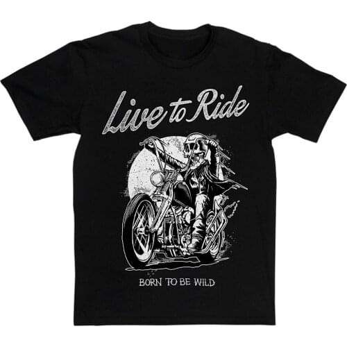 2019 Male Short Sleeve Cool T-Shirts Designs Best Selling Men Men Live To Ride Born To Be Wild Biker Motorcycle Hip Hop T-Shirt