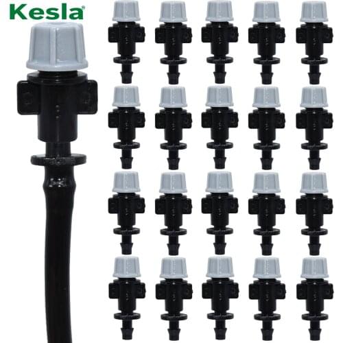 KESLA 20PCS Micro Drip Irrigation Misting Nozzle Emitter Atomizing Sprayer w/ 4/7mm SINGLE BARBED 6mm Connector Sprinkler HOSE