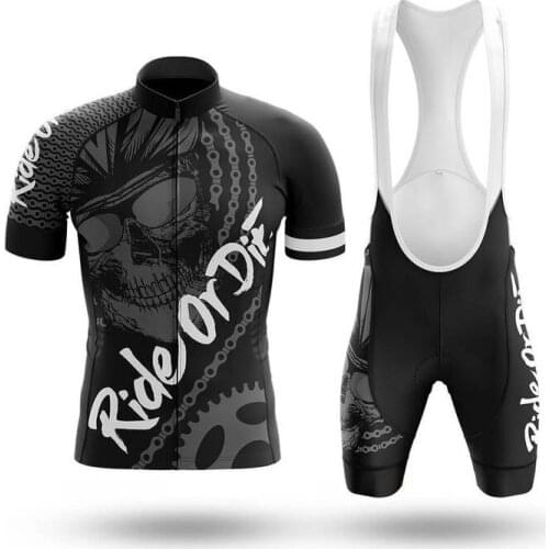 New 2021 Ride or Die Men Cycling Jersey Set Sports Team Bike Clothing Quick Dry Summer Sleeve Cycling Shirt Bib Short Gel Pad