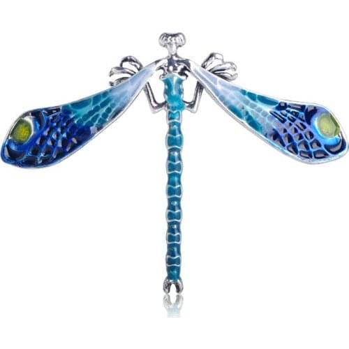OI New Arrival Blue Angel Shape Dragonfly Brooch Gold Color Alloy Enamel Jewelry Sweater Coat Bag Scarf Accessories Kids Pins