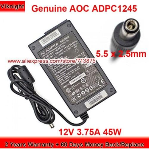 Genuine 12V 3.75A 45W ADPC1245 ADPC12416AB AC Adapter for PHILIPS 239C4Q E2271HDS 227E4QH LED LCD Monitor Laptop Power Supply