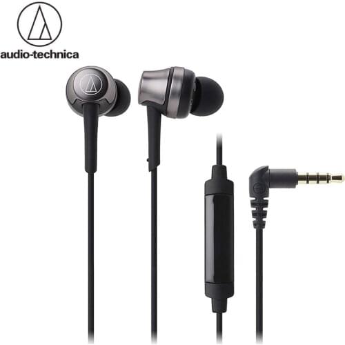 Original Audio-Technica ATH-CKR50iS 3.5mm Earphones with Mic Earphones Remote Control Heavy Bass Sound for Phones Tablet Laptop