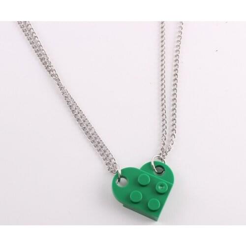 2pcs Matching Heart Necklaces Set for Couples Friendship - Brick Block Necklace for Girlfriend Couples Valentines Day BFF
