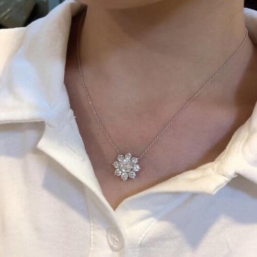 New fashion jewelry classic flowers necklace pendant for women charm sunflower necklace zirconia Valentines day gifts