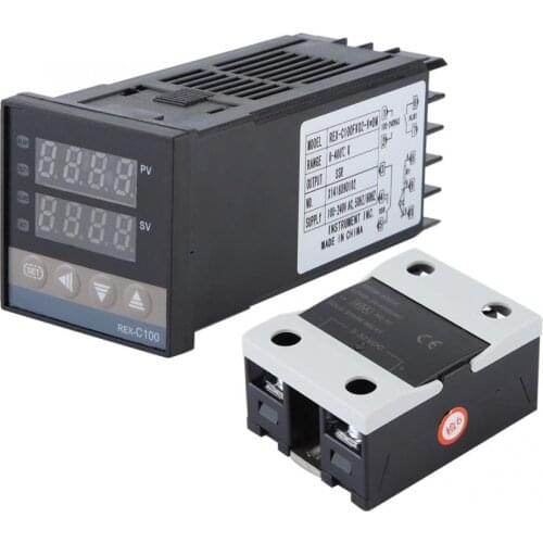 PID Temperature Controller kits 0-400 Celsius + 40A SSR + 1M M6 K Type Probe Temperature Instrument AC 110-240V