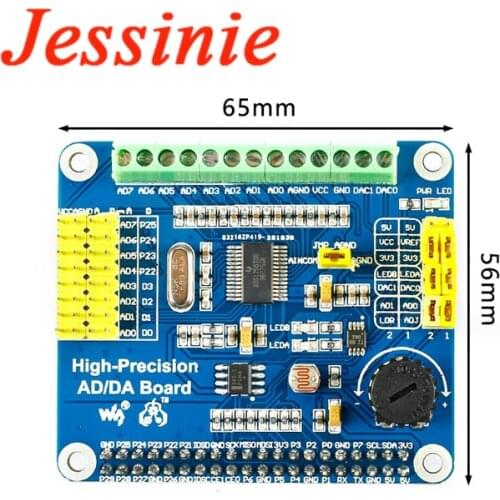 Raspberry Pi High-Precision AD/DA Digital Analog Module Expansion Board Development Pi 3B+/4B Onboard DAC8532 ADS1256
