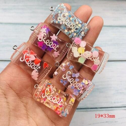 10pcs Resin Flatback Hot Selling Sweet Candy Charm Pendant for Keychain, Earring, Scrapbooking, DIY Making, Necklace