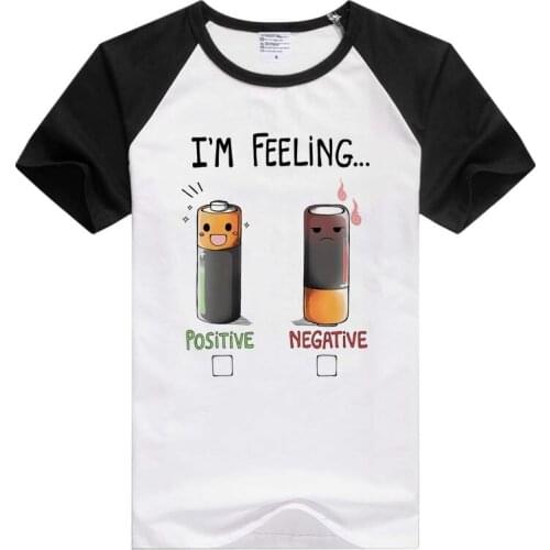 Positive or Negative battery short sleeve casual Men Women T-shirt Tshirt Cool Print Tops Fashion Tees GA797