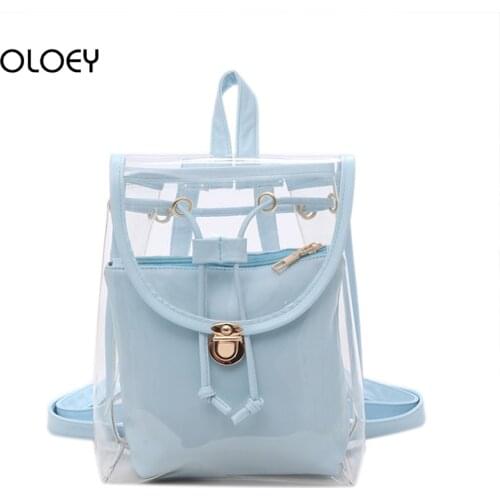 Transparent PVC Women Backpacks Student Schoolbag Clear Jelly backpack Teenage Girls Bags For School Bagpack Candy Small Bookbag