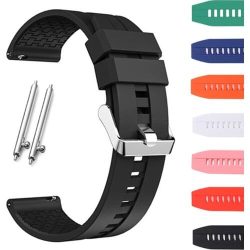 20mm 22mm Silicone Strap for Huawei Watch 3 Band GT 2/2e/pro Sport Rubber Wrist Bracelet for Samsung Galaxy Active 2 Gear S2 S3