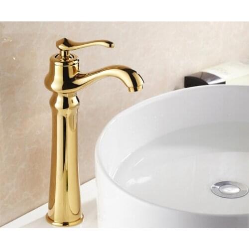 Vidric Continental golden faucet hot and cold faucet bathroom single handle sink taps washbasin basin faucets mixer