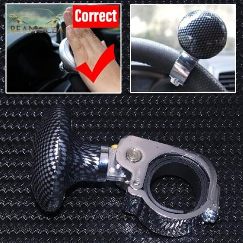 Reamocea Universal Auto Car Power Steering Wheel Ball Suicide Spinner Handle Knob Booster Carbon fiber Style Accessories 360