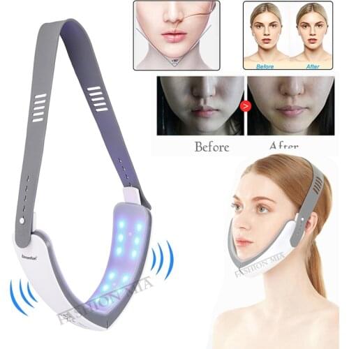 V-Shape Face Lift Tools Micro-current Facial Massager Blue LED Photon Therapy Smart Lazy Slimming Face lifting Vibration Device
