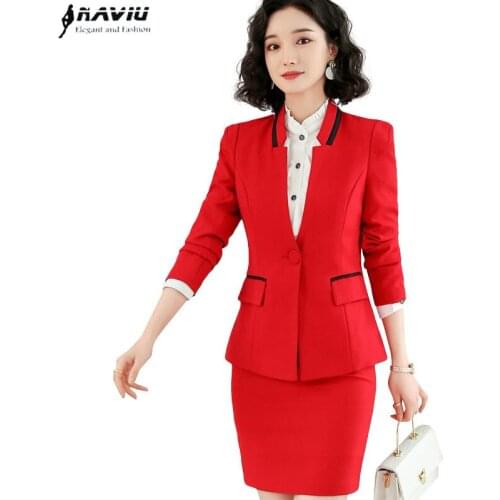 Spring New Fashion Women Suits Formal Temperament Long Sleeve Slim Blazer and Skirt Office Ladies Business Work Wear