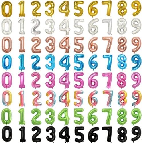 Wholesale 40 Inch Large Aluminium Foi Balloons Helium Number Balloon 0-9 Ball Birthday Party Decorations Shower Multi-Color