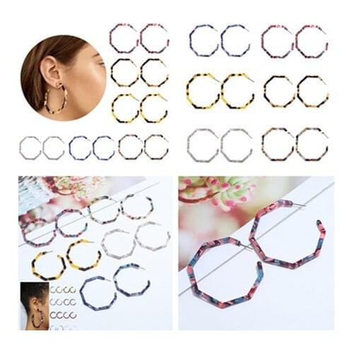 Vintage Large Polygonal Leopard Acrylic Geometric Hoop Earrings For Women Irregular Pendientes Jewelry Gift