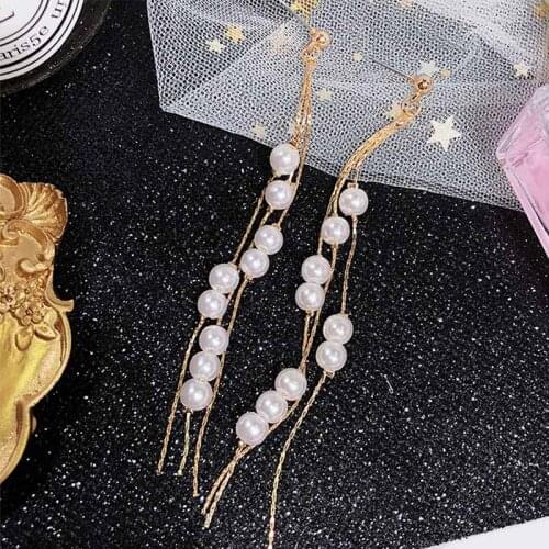 Fashion fashion earrings female 2019 new wave Korean personality net red tide people long earrings temperament wild simple