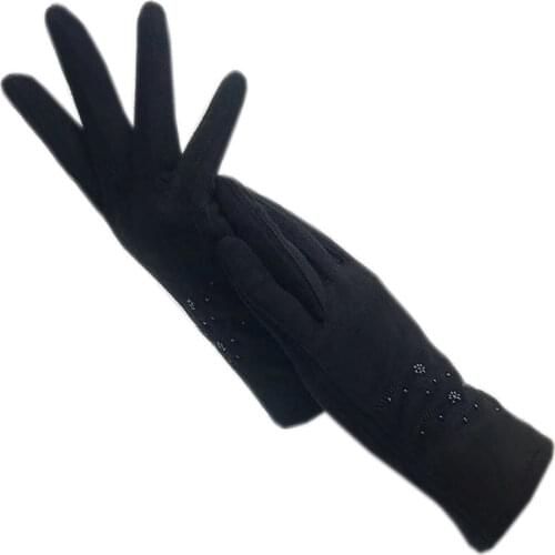 Winter gloves ladies 2021 new fashion lycra suede super soft cold-proof gloves sports outdoor cycling autumn black warmth thick
