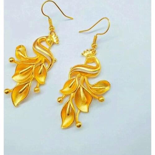 Gold Color Peacock Shape drop earrings 10mmX10mm / high quality / Gold women Wedding earrings jewelry