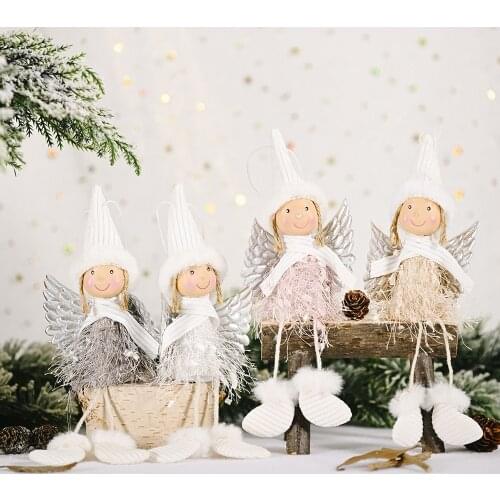 1PC New Year Christmas Plush Angel Dolls with Cute Hat Xmas Tree Ornament Christmas Home Decoration Doll Pendant Kid Gift 2021
