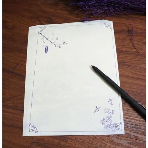 1pcs Age Square Ancient Chinese Style Vintage Stationery Rain Blue and White