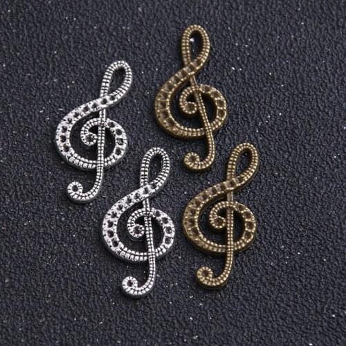 10pcs Fashion Two Color Metal 15*33mm Drill 1mm Lovely Musical Note Jewelry Charms Pendants Jewelry Findings