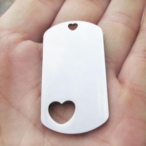 100pcs/lot Stainless Steel Army Dog Tags Military Pet Identity Tags with Heart Cut Out