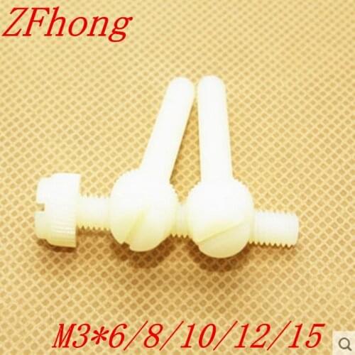 100pcs m3*6/8/10/12/15 m3 white nylon knurled hand tighten screw