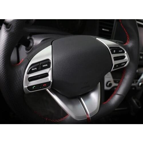 For Hyundai Kona 2017 2018 2019 ABS Chrome Accessories Car Steering Wheel Button Frame Cover Decoration Sticker Styling 2pcs