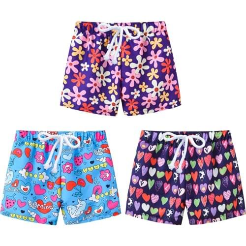 3pcs Beach Swimming Trunks Girls Swimwear Shorts Printing Children Absorb Sweat Casual Sports Pants Bathing Suits Pool Summer