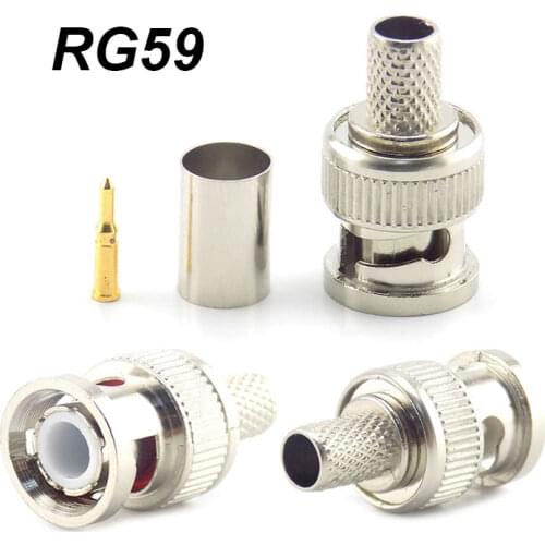 Gakaki 10Pcs/Lot 3 In 1 Cctv Camera Coupler Crimp Connector Bnc Male Bnc Connector To Coax Rg59 Connector Cable Accessories