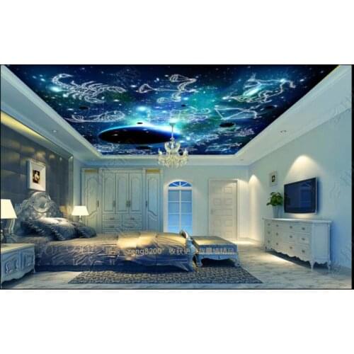 Custom photo 3d wallpaper ceiling mural 12 constellations sky nebula home decor 3d wall murals wallpaper in the living room