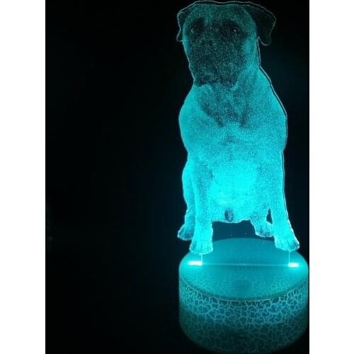 Animal 3D LED Night Light Bull Mastiff Illusion Photo Lamp for Bedroom Decor Birthday Gift Baby RGB Nightlight Bluetooth Base