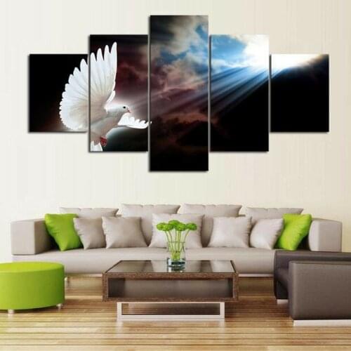Holy Spirit White 5 Panel Canvas Picture Print Wall Art Canvas Painting Wall Decor for Living Room No Framed