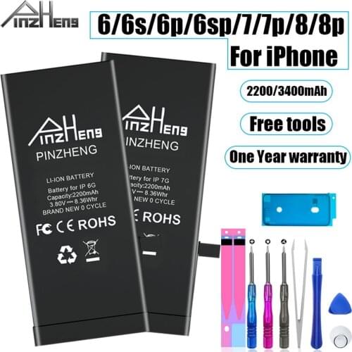PINZHENG 2200/3400mAh Battery For iPhone 6 6S 7 8 Plus Replacement Bateria For iPhone 7G 8G 6G 6S Plus Mobile Phone Batteries