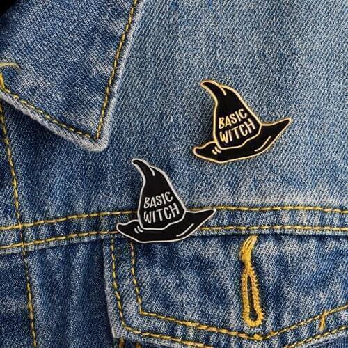 Basic witch pins and brooches Badges Hard enamel pins Witch hat pin Witch jewelry Denim jackets accessories
