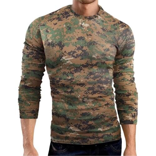 Mens Creativity Camouflage Print T Shirts Retro Climbing Quick Dry Long Sleeve T-shirt Slim Fit Gyms T Shirt Brief Streetweartop